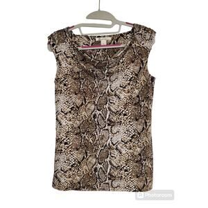 Women's Kenneth Cole Snake Print Sleeveless Blouse with Bead Accents | Size PS
